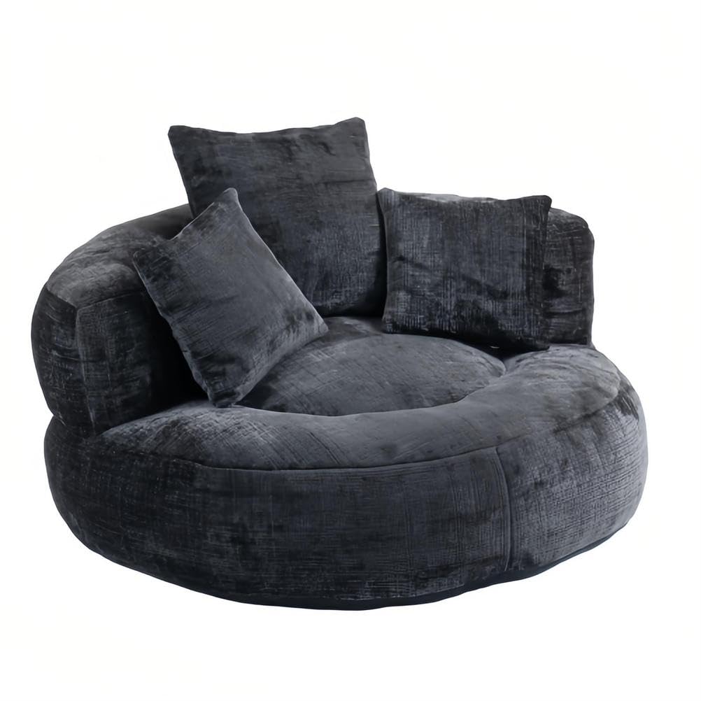 Chaise longue rembourrée en chenille avec dossier enveloppant et coussins pour adulte