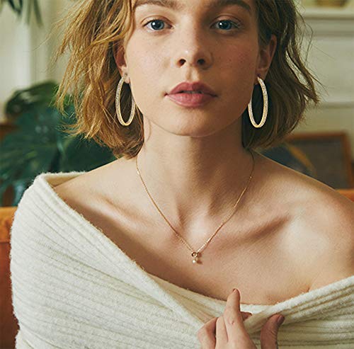 Jstyle Women's Stainless Steel Pierced Large Hoop Earrings With Rhinestone Yellow #TOP5