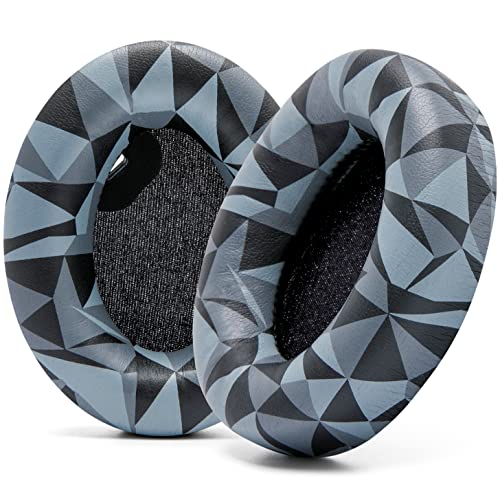 WC Wicked Cushions Extra Thick Earpads for Sony WH1000XM4 Headphones - Soft PU Leather Cushions Luxurious Noise Isolating Memory Foam Added Thickness Without Disabling On/Off Sensor | Geo Grey