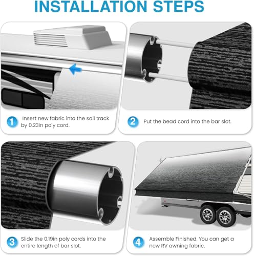 RV Awning Replacement Fabric, 16' (15'2" Canopy), 19.5 oz, Black Fade by Luvioro - Used condition - Image 7