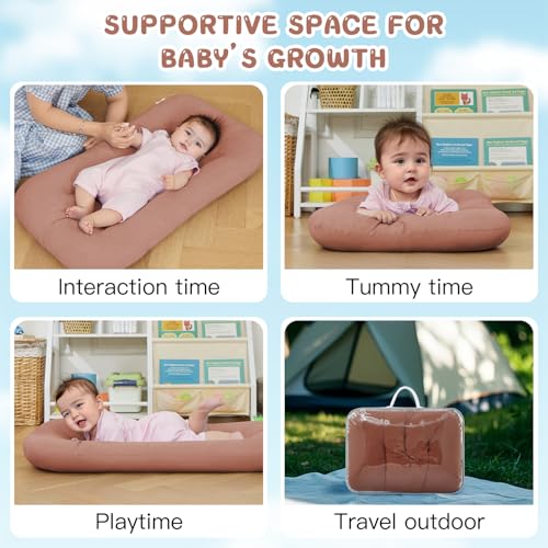 Image of Baby Lounger for Newborn, Bionic Design Baby Lounger, Soft Organic Cotton Breathable Lounger for Infants 0-24 Months (Brown)