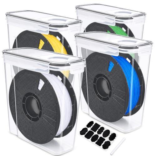 Filament Storage Box 4 Pack, Airtight 3D Printer Containers with Labels