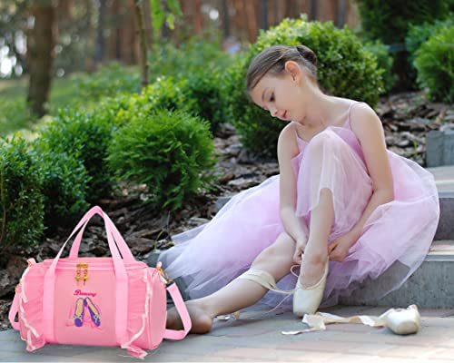 Dorlubel Cute Ballet Dance Backpack Tutu Dress Dance Bag With Key Chain Girls (Pink3 Of Shoes) One_Size #TOP4