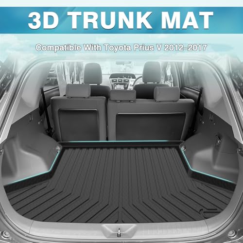 Image of Mixsuper Custom Fit Cargo Liner for 2012-2017 Toyota Prius V, All Weather Rear Cargo Mat Trunk Liners Tray Black