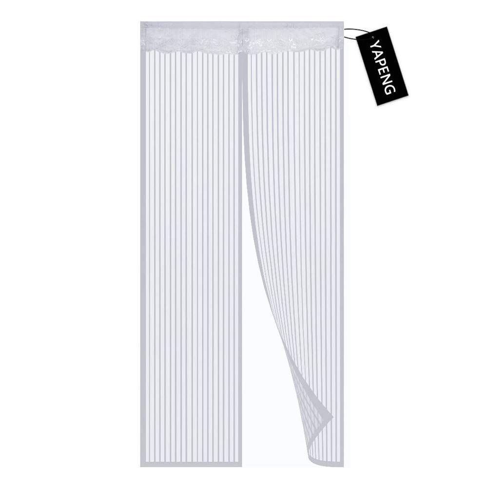 YAPENG Magnetic Screen Door Heavy Duty Mesh Curtain with Powerful Magnets and Full Frame,Door No Gap Lets Fresh Air in 36"*83" (White)