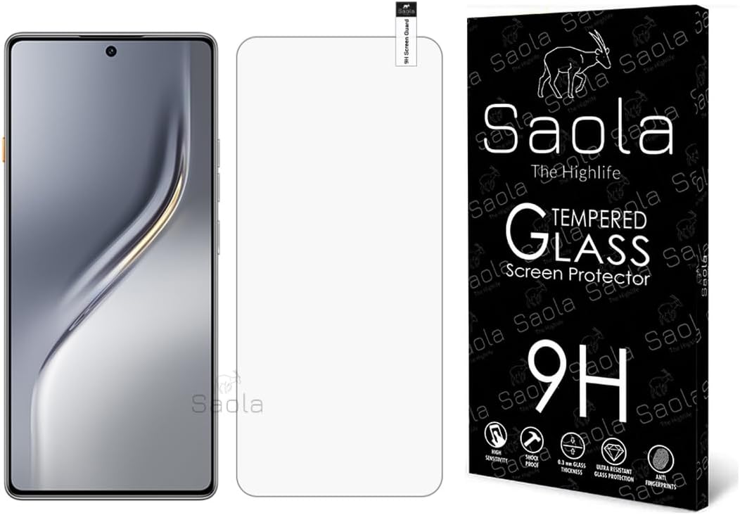 Saola® 9H Clear Tempered Glass For Tecno Camon 40 (PACK OF 1) with Free Installation Kit. Full screen Coverage. Free Replacement If Received Damaged - 6.78 inch