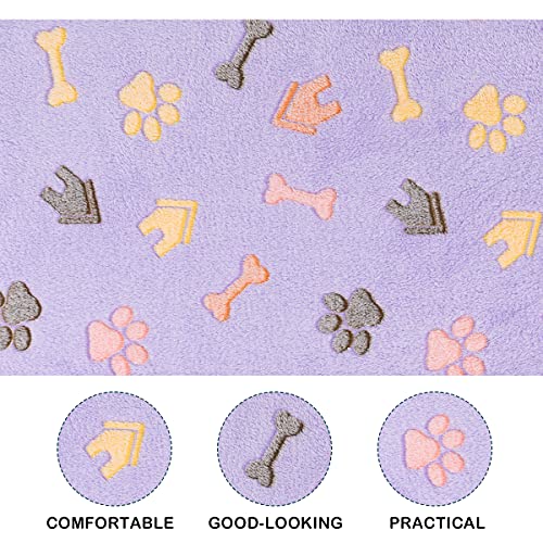 Flying Paws 3 Pieces Pet Dog Blankets Washable Small Medium Lager Fluffy Blanket Soft and Warm for Cats Dogs Cute Paw Bone House Print Fuzzy Flannel Bed Cover 104 x 76 cm - Image 4