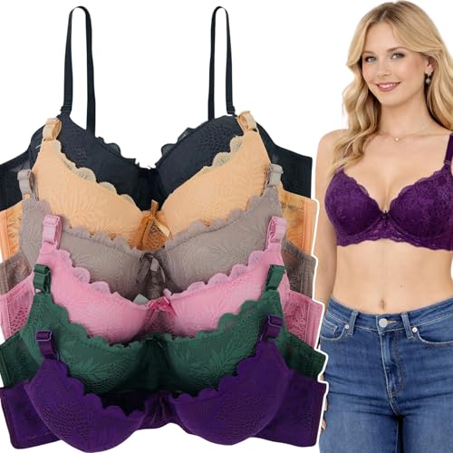 Image of ToBeInStyle Women's Pack of 6 Padded Assorted Styles Supportive Bras Cup Size - A to DDD