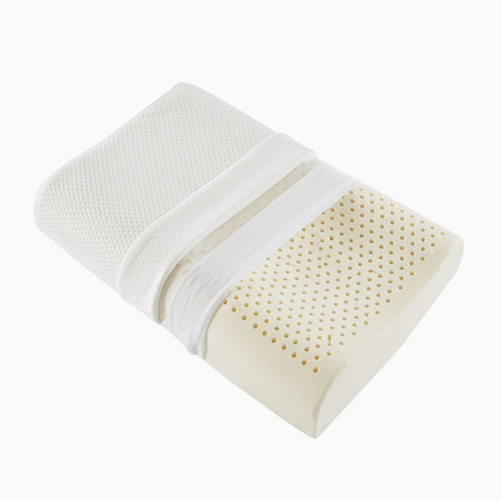 WJIANY Natural Latex Cervical Pillow Contour Latex Pillow for Sleeping (Medium Firm) Organic Cotton Cover,A,30X50cm