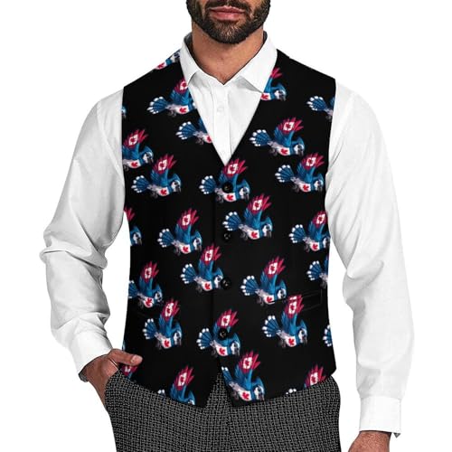 Canadian-Jay-Bluebird Men's Suit Vest Slim Fit Business Dress Party Pattern Waistcoat Vest Top
