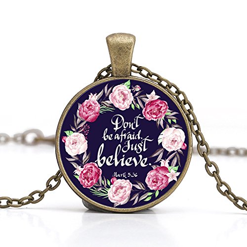 Bible Verse Pendant Necklace Christian Songs And Hymns Glass Cabochon Pendant Inspired Necklace With 24 Inches Chain Handmade For Gifts 5Pcs (Verse 35) #TOP4
