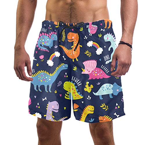 Short de bain pour homme pour la plage maillot de bain dinosaure violet L