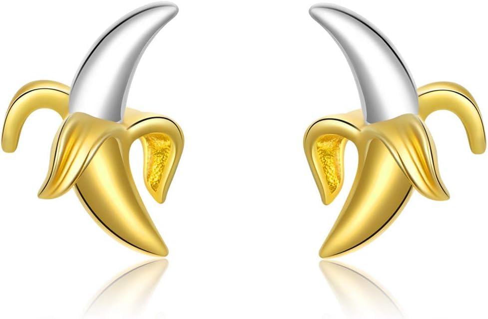 Boucles d'oreilles banane amusantes en argent, le cadeau idéal