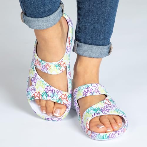 Image of GreaterGood Positively Inspired Womens Slide Sandals Lightweight Cushioned Slip On Comfortable Shower Shoes Quick Dry Durable, Beach, Pool, Travel, Walking Casual Slides Footwear