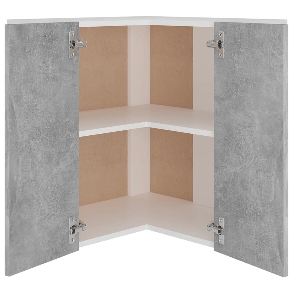 Tomostar Meuble d'angle Haut de Cuisine, Armoire Suspendue Cuisine Armoire d'angle Suspendue Lyon Gris béton Bois d’ingénierie 57 x 57 x 60 cm
