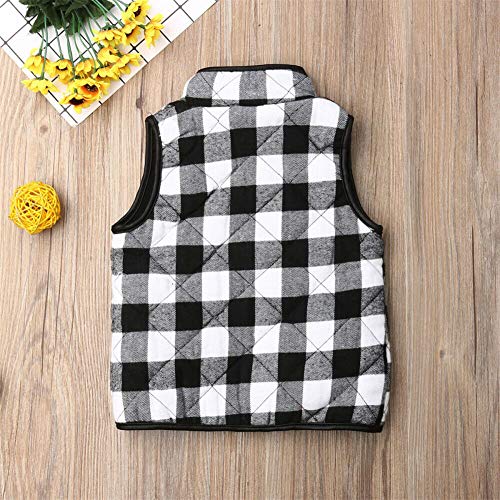 Rtnnsbbfcm Toddler Baby Girl Plaid Zipper Jacket Kids Sleevless Fall Winter Warm Waistcoat Vest Pocket Coat Tops (Black, 2-3T) #TOP3