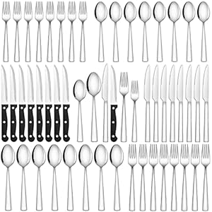 48-Piece Silverware Set, CEKEE Stai...