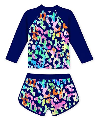 Image of TUONROAD Girls 2 Pieces Rash Guard Swimsuit Long Sleeve Tankini for 4-10 Years
