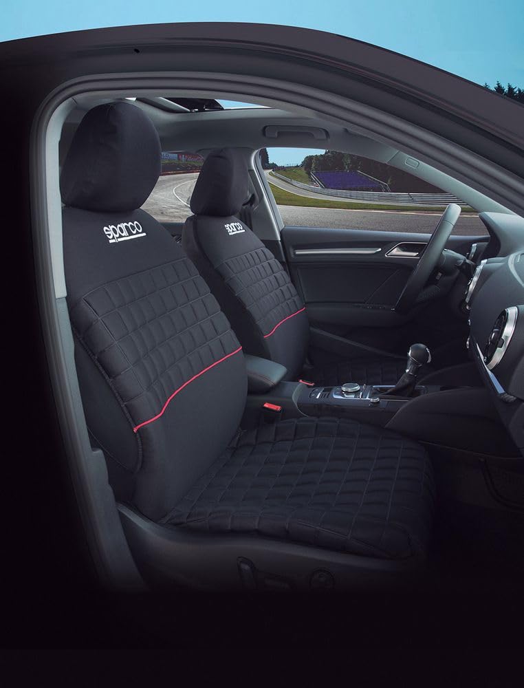 Sparco Zestaw uniwersalny SPC1042 pełne pokrowce na foteliki samochodowe czarny czerwony