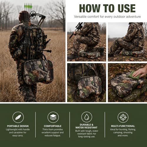 Image of Hunting Seat Cushion,Thickening Lightweight Pad, Waterproof Oxford Cloth & High-Density Sponge, Portable for Hunting, Camping, Stadium