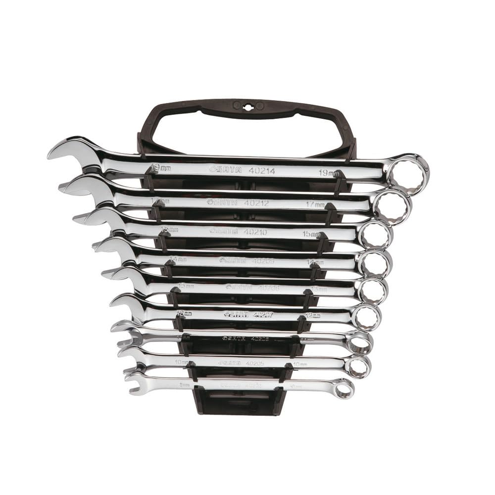 SATA ST09020SJ lot de 9 clés mixtes métriques polies 8-19 mm avec rack de rangement