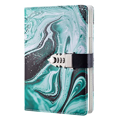 NectaRoy Lock Journal Lockable Diary, PU Leather Cover Writing Notebook with Combination Lock, Travel Journal with Lock