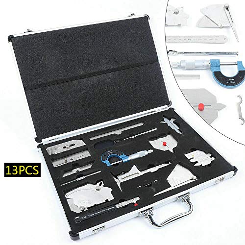 Kit de medidor de soldadura de 13 piezas con calibrador para inspección, acero inoxidable, con estuche de transporte, regla de 0-150 mm, micrómetro y espejo de inspección miniatura 2