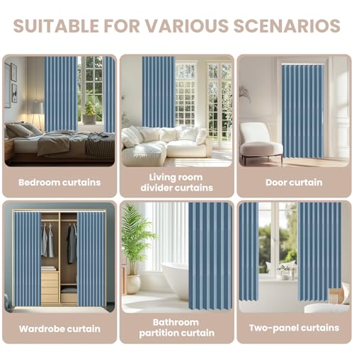 Image of AJAZZ Blackout Closet Door Curtain with Curtain Rods 28-39 in Length Privacy Sound Proof Curtains Suitable for Bedroom Living Room Doorway Curtain Sets (1 Panel, 42 W x 78 L, Blue)