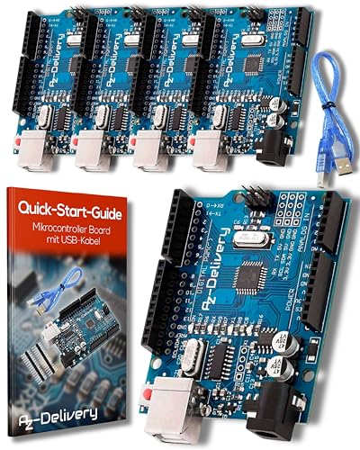 AZDelivery 5 x Mikrocontroller Board AZ-ATmega328-Board mit USB-Kabel inklusive E-Book!