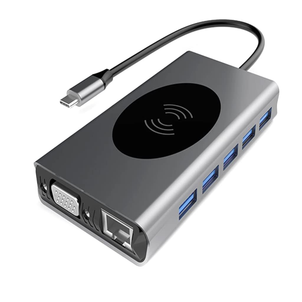 Hubs 13 in 1 USB-C Docking Station Type-C to 4k VGA RJ45 100W PD SD TF 5W 7