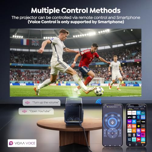 Image of Smart Projector 4K [VIDAA Live TV & 36W Dolby & Voice Control] with WiFi6 and Bluetooth, Short Throw Projector Compatible with Netflix, AI Auto Focus, HDR10, Home Theater Proyector for Outdoor Movies