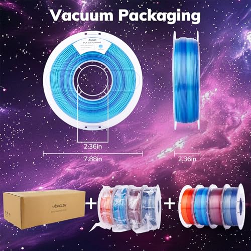 Image of AMOLEN Silk Shiny Gradient PLA 4KG 3D Printer Filament Bundle, Sparkle Gradient PLA Filament 1.75mm Pack for Most FDM 3D Printer, 1KG X 4 Spools