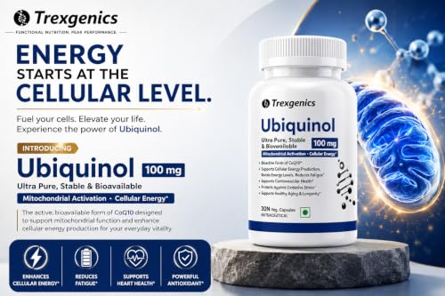 Image of Trexgenics UBIQUINOL 100 mg, Ultra Pure, Stable, Bioavailable, Mitochondrial Function, Cellular Energy, Longevity, Antioxidant (30 Veg Capsules)