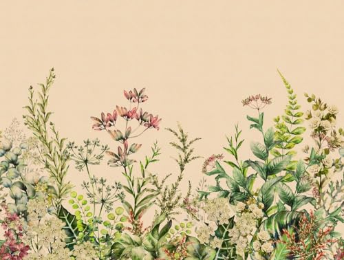 Livingwalls Vliestapete - Tapete Sommer Blumenwiese in Beige und...
