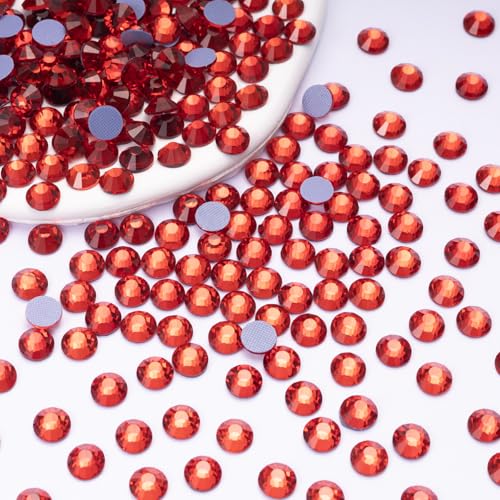 Image of Hotfix Rhinestones Bulk 3000PCS SS8 (2.3-2.5mm), Red Glass Rhinestones for Clothes, Tumblers, Shoes DIY, Heat Transfer Flatback Gems for Crafts & Decoration