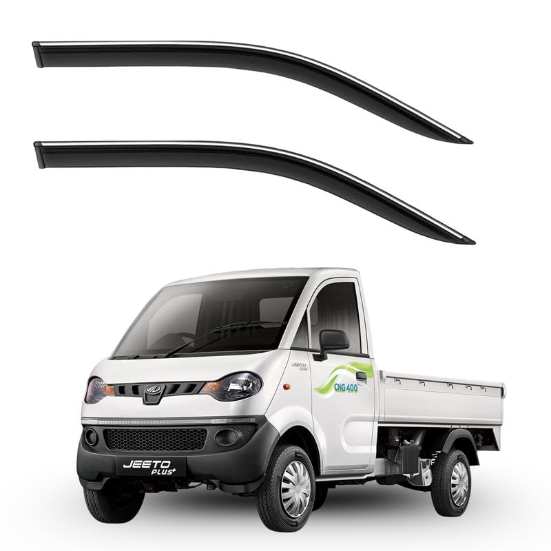 Image of CAR SAAZ Side Door Visors for Jeeto (Set of 2 pcs)|Chrome Lined Rain Guards, Polycarbonate, Smoke Finish