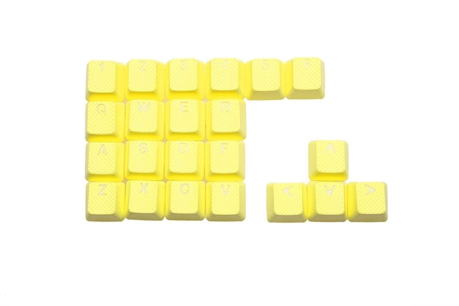 108 Key Mechanical Keyboard Gaming Keycap Set Rubberized Doubleshot Profile 22 Key Magenta Purple Green Yellow Light Blue (Color : 22 Key Neon Yellow)