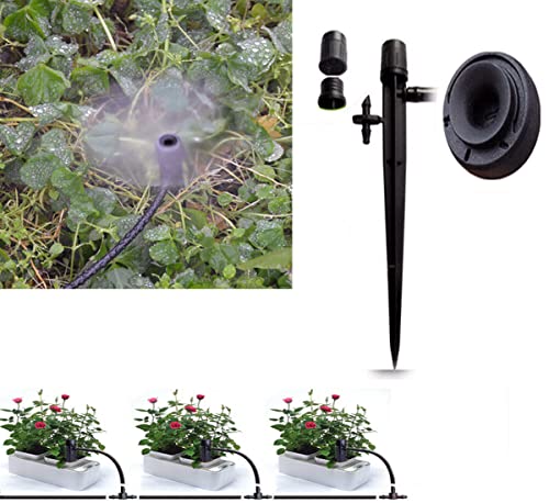 Image of DIY Crafts 12x, Stake, 5 inch inch Stake Round Sprinkler Nozzle Only for Patio Micro Flow Irrigation Nylon Cooling System Plastic Mist Nozzle Sprinkler Micro Bubbler Home Garden Lawn EMI (12x, Stake)