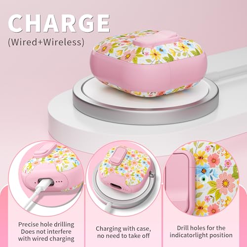 Image of for AirPods 4 Case with Safty Lock & Phone Stand,Cute Floral Pattern Style | PC & TPU Dual Layer Protective Cover with Keychain & Cleaner Pen for Apple AirPod 4th Generation 2024 Women (Morning Glory)