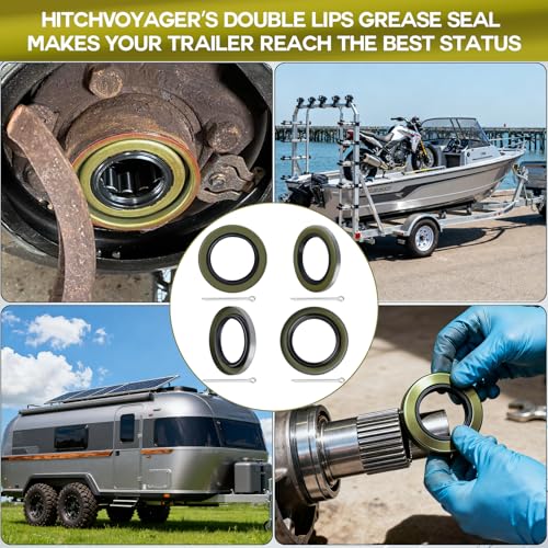 Image of 4Pack 1.249 inch ID x 1.983 inch OD Double Lip Grease Seal with 4 Cotter Pins for 2000-2200 LBS Trailer Wheel Hub Spindle,Boat Trailer RV Axle Dexter Replace 12192TB 203029 470706