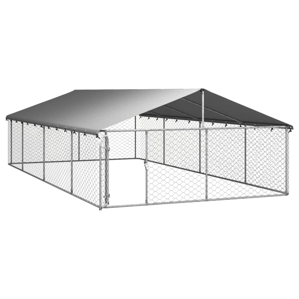 Chenil d'extérieur pour Chien, Enclos Niche Cage pour Chien Métal Chenil extérieur avec Toit 600x300x150 cm