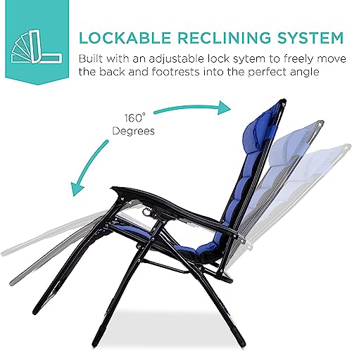 Image of STAR WORK Stainless Steel Zero Gravity Chair, Lawn Chair Recliner Lounge, Portable Camping Folding Beach Chair With Removable Pillow (Turquoise Blue)