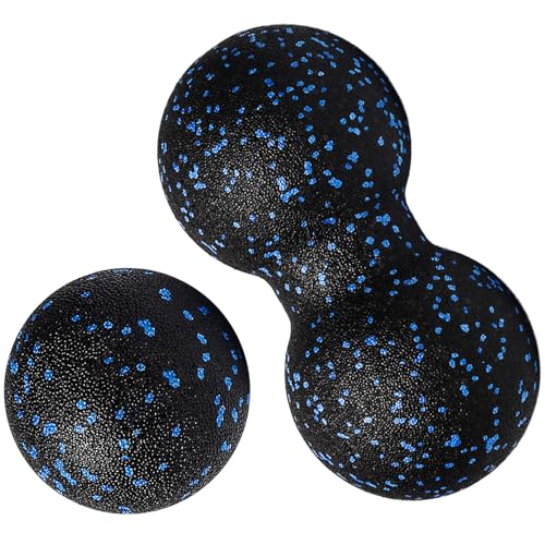 Xpieoyrm Juego de 2 bolas de masaje y bola de masaje de cacahuete, bolas de fascia para entrenamiento de fascia, juego de bolas de masaje para aliviar el estrés y relajar los músculos apretados