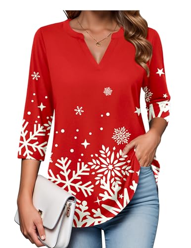 Image of Zeagoo Womens 3 /4 Length Sleeve Tops V Neck Tunic Dressy Casual Blouse