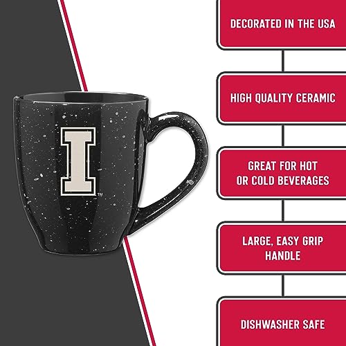 Image of Rico Industries NCAA Idaho Vandals Black Personalized 16 oz Team Color Laser Engraved Speckled Ceramic Coffee Mug