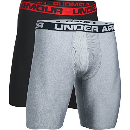Under Armour O-Series 9in Boxerjock -2-Pack - Men's Black/Steel Light Heather, XXL