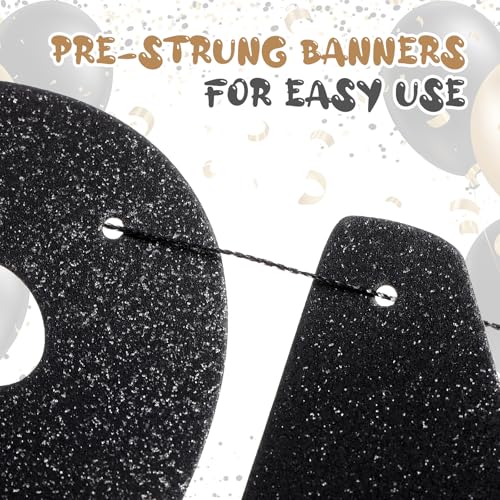 Image of Yeaqee Pre-strung Birthday Banner Let's Party But Only Till 9 PM, Black