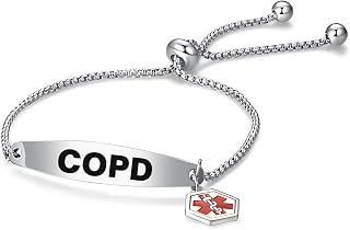 NARTGO Red Medical Alert ID Bracelet for Women Men Emergency First Aid Engraved Adjustable Stainless Steel Chain Bracelets
