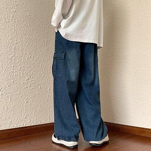 Wide Leg Pants Functional Oversized Cargo with Multiple Pockets Elastic Waist Perfect for Men's Casual Wear2