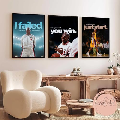Image of DAKSHESTRY ARTWORKS Motivational Wall Art Set of 3 Frames | Success & Hustle Quotes Posters | Premium Inspirational Wall Decor for Bedroom, Office, Gym | HD Printed Framed Artwork 10X13 INCHES